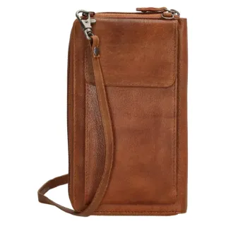 Hnědá kožená kabelka na mobil + peněženka „Dayana“ 2v1