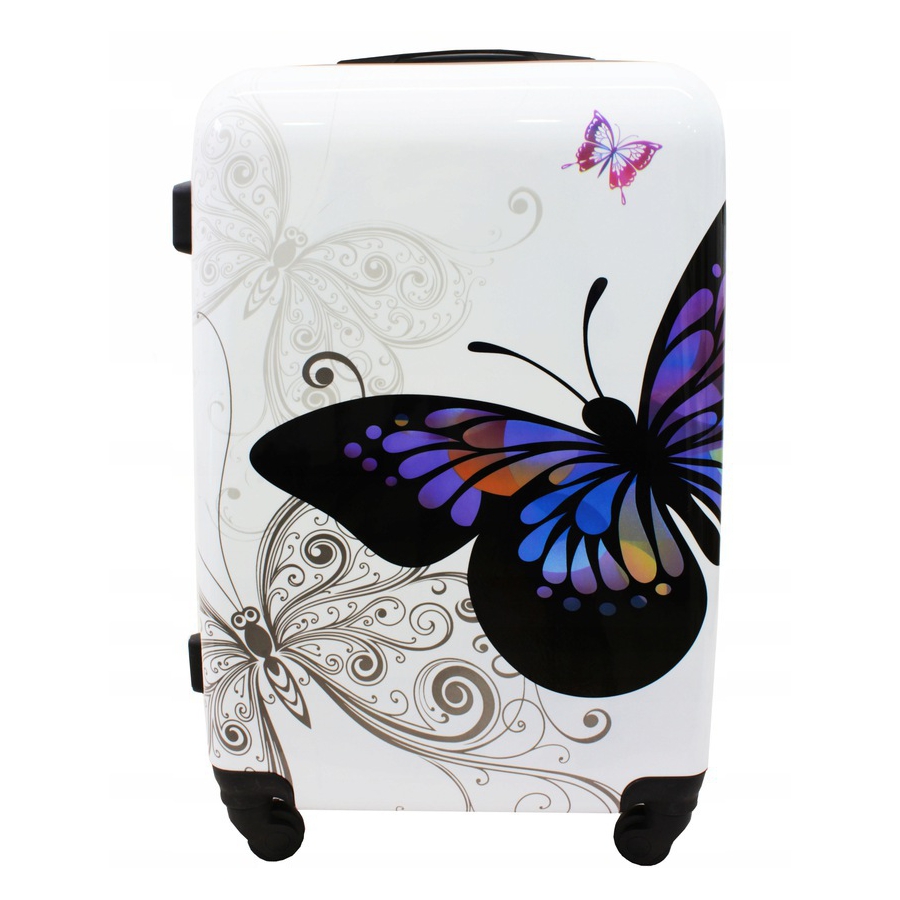 Bílý skořepinový cestovní kufr "Butterfly" - vel. XL