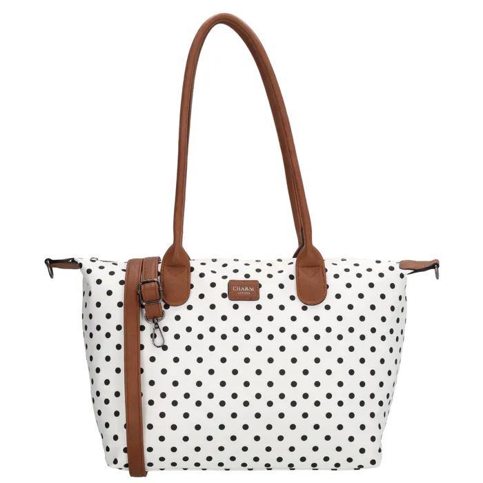 Bílá puntíkovaná objemná shopper kabelka „Femine”