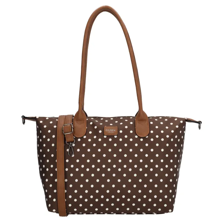 Tmavě hnědá puntíkovaná objemná shopper kabelka „Femine”