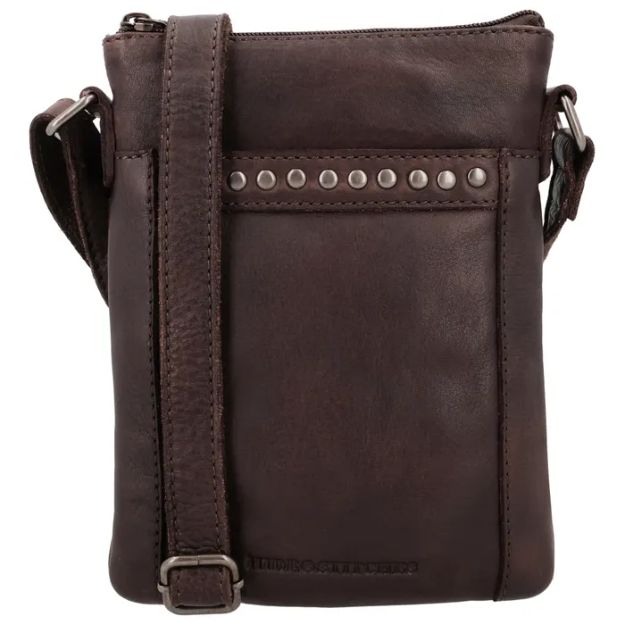 Tmavě hnědá crossbody kabelka z pravé kůže „Hardrock”