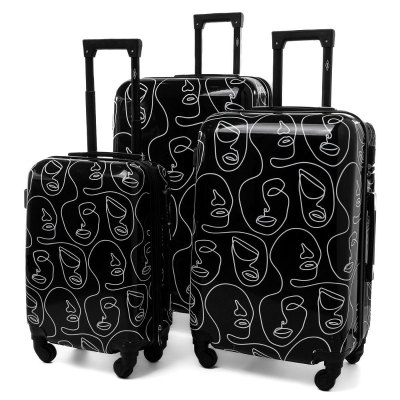 Černá sada 3 skořepinových cestovních kufrů "Mystery" - vel. M, L, XL