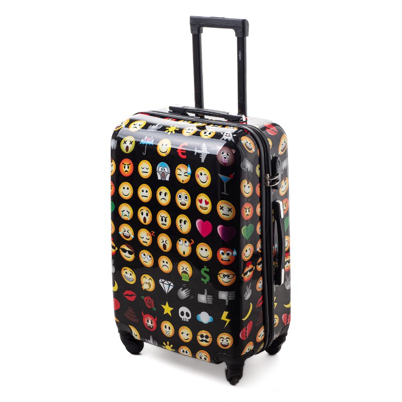 Černý skořepinový palubní kufr "Emoticons" - vel. M