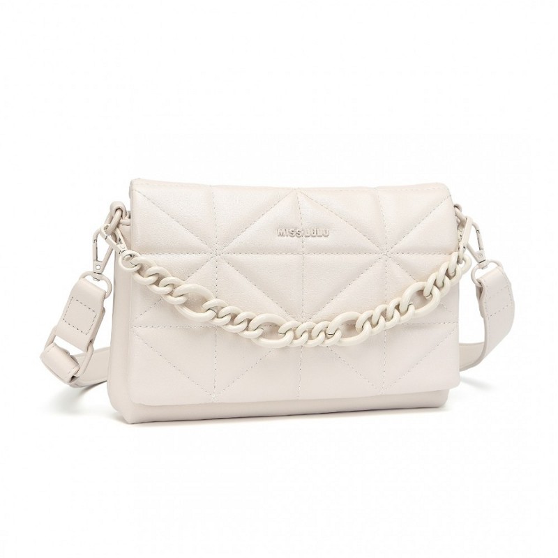 Béžová extravagantní crossbody kabelka "Chain"