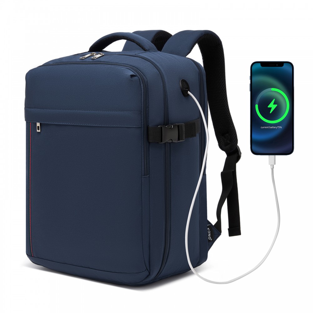 Tmavě modrý lehký batoh do letadla s USB portem "Travelstar" - vel. M
