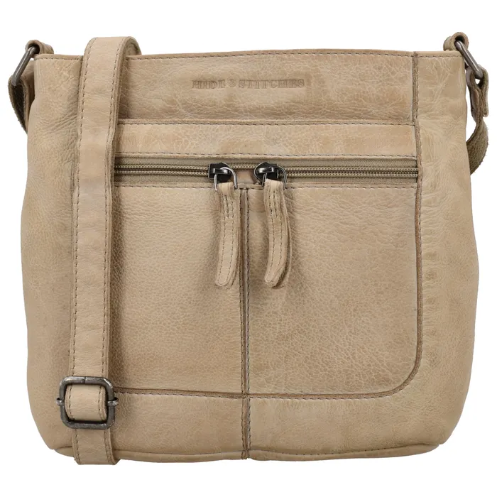 Béžová čtvercová kožená crossbody kabelka „Alisha”