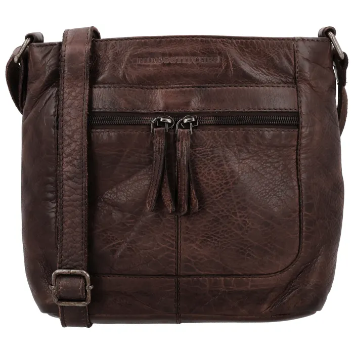 Tmavě hnědá čtvercová kožená crossbody kabelka „Alisha”