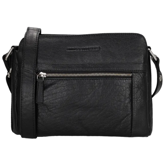Černá prošívaná kožená crossbody kabelka „Florenza“