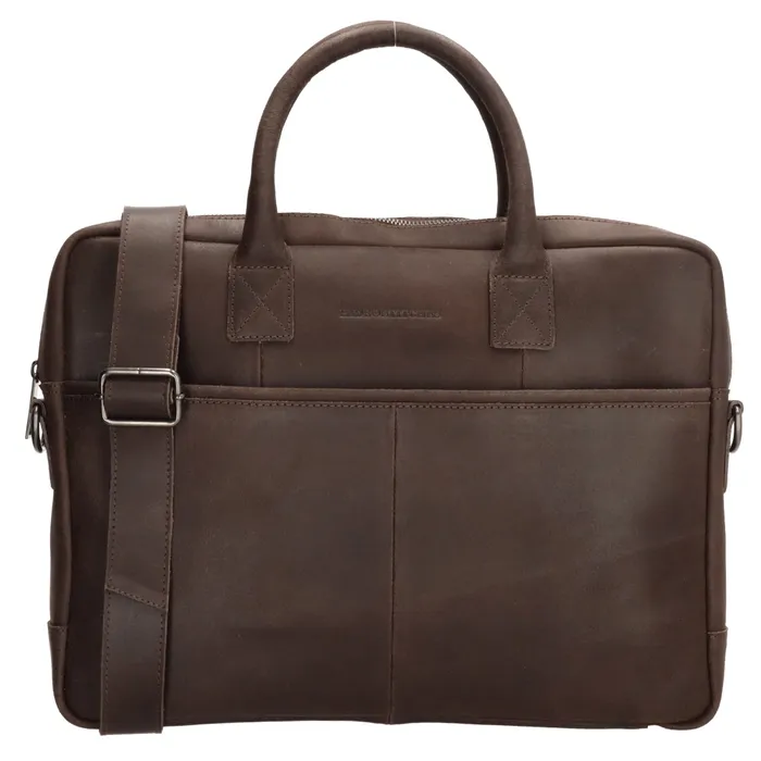 Tmavě hnědá kožená kabelka na notebook „Style“