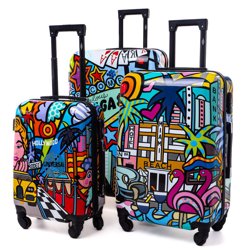 Sada 3 barevných skořepinových cestovních kufrů "Las Vegas" - vel. M, L, XL