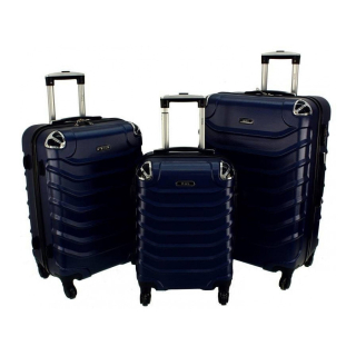 Tmavě modrá sada 3 plastových kufrů "Premium" - vel. M, L, XL