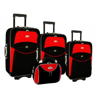 Červeno-černá sada 4 cestovních kufrů "Standard" -  vel. S, M, L, XL