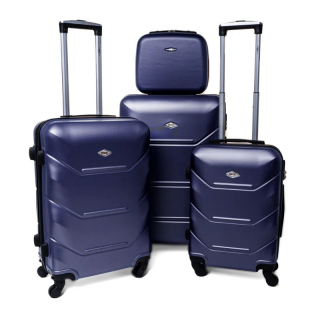 Tmavě modrá sada 4 luxusních skořepinových kufrů "Luxury" - vel. S, M, L, XL