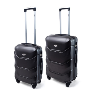 Černá sada 2 luxusních lehkých skořepinových kufrů "Luxury" - vel. M, L