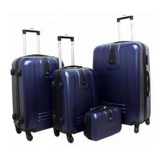 Tmavě modrý set 4 lehkých plastových kufrů "Superlight" - S, M, L, XL