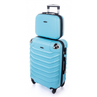 Světle tyrkysová sada (taška+kufr) skořepinových kufrů "Premium" - 2 velikosti