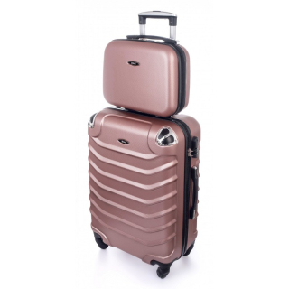 Růžová sada (taška+kufr) skořepinových kufrů "Premium" - 2 velikosti