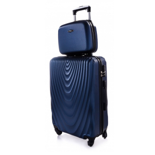 Tmavě modrá sada (taška+kufr) skořepinových kufrů "Motion" - 2 velikosti