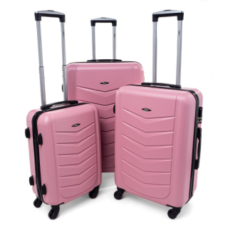 Růžová sada 3 elegantních skořepinových kufrů "Armor" - vel. M, L, XL