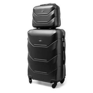 Černá sada 2 luxusních lehkých plastových kufrů "Luxury" - 2 velikost