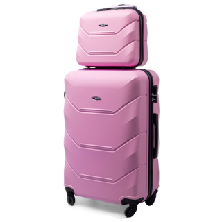 Růžová sada 2 luxusních lehkých plastových kufrů "Luxury" - 1 velikost