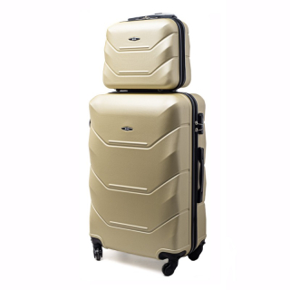 Zlatá sada 2 luxusních lehkých plastových kufrů "Luxury" - 2 velikost