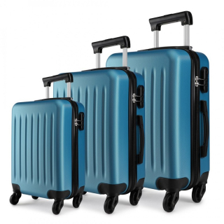 Modrá sada 3 odolných plastových kufrů "Defender" - vel. M, L, XL