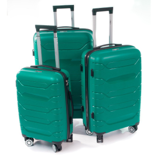 Zelená sada prémiových plastových kufrů "Wallstreet" - M, L, XL