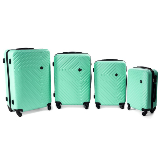Světle zelená sada 4 pevných plastových kufrů "Waves" - vel. M, L, XL, XXL
