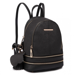 Černý mini kožený batoh s přívěskem „Minimal“