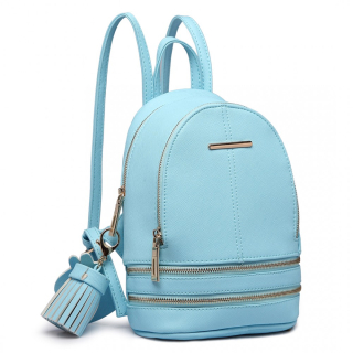 Modrý mini kožený batoh s přívěskem „Minimal“