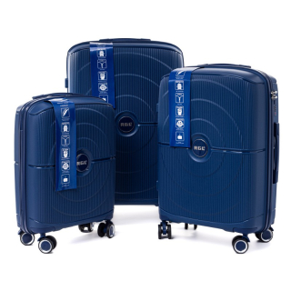 Tmavě modrá sada 3 luxusních odolných kufrů "Orbital" - M, L, XL