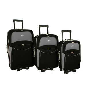Set 3 šedo-černých cestovních kufrů "Standard" - vel. M, L, XL