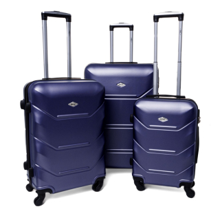 Tmavě modrá sada 3 luxusních skořepinových kufrů "Luxury" - vel. M, L, XL