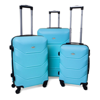Světle modrá sada 3 luxusních skořepinových kufrů "Luxury" - vel. M, L, XL